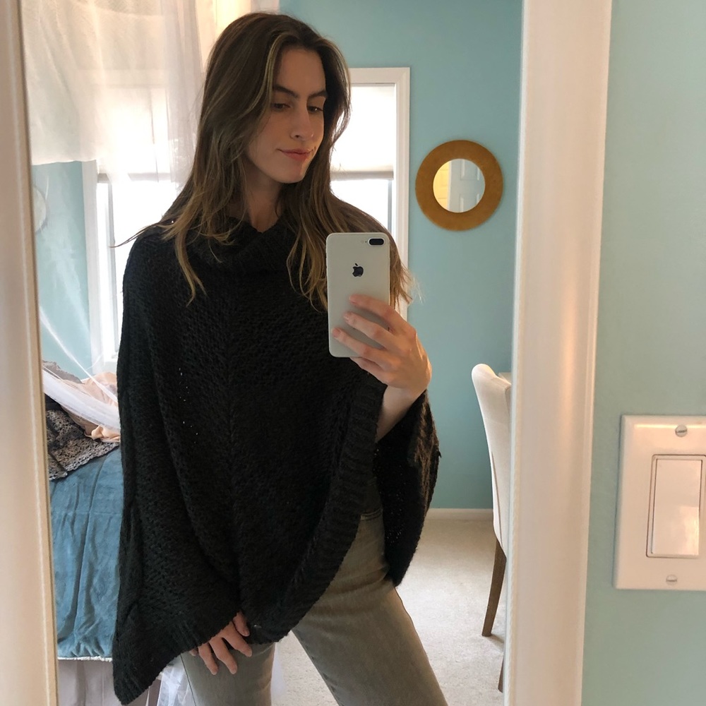 Black Knit Poncho - Medium / Large